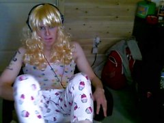 Blonde sissy slut smokes and plays