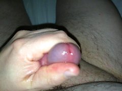 Wanking my oily uncut cock with warm cumshot on belly