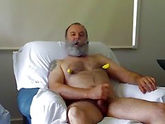 Bear daddy smoking and jerking off