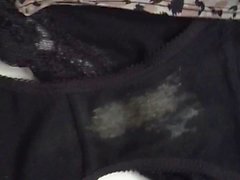 Cumming on wife's dirty stained panties knickers