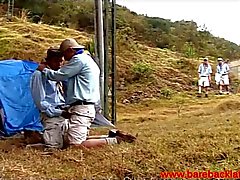 Hot Latin boyscouts sucking dicks outside