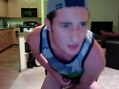 Cute Boy Jerks His Cock and Shows Ass