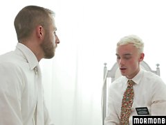 MormonBoyz - Horny twink missionary jerked off by priest daddy