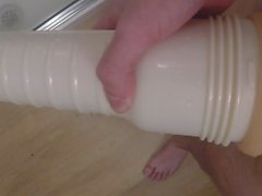 Teasing my big cock with fleshlight and cock ring.