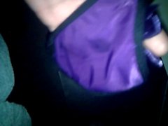 Cum on Girlfriend's stuff #1 Purple string