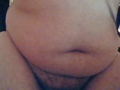 Hairy chubby cumming and ass play