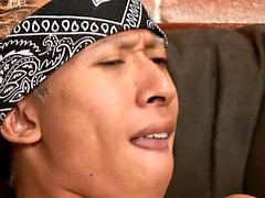 Oriental boy gets his dick sucked and his ass fucked by his gay lover