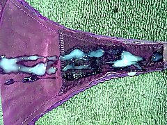 cum on nieces purple thong panty