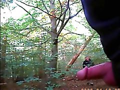 Flashing my cock the woods