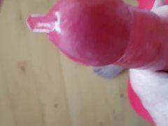 Jerking whit Christmas condom