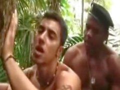 Two Brazilians Fucking in the Forest Busted by Army Guy