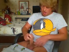 Bedroom Twink Boy Jerks Off and Cums