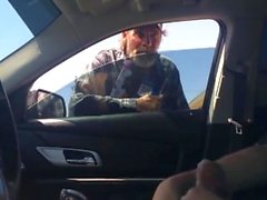 Homeless Guy Watches Stud Cum in Driver's Seat