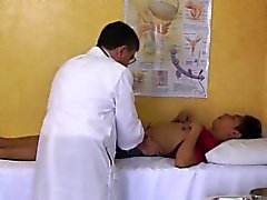 Asian twink squirts enema in doctors office