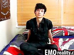 Shy emo teen talks to the camera and then undresses