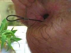Sticking 6 huge anal beads up my huge gaping asshole
