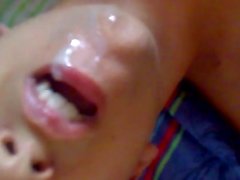 Guy cums in mouth and eats it