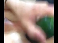 Giant Cucumber stretches tiny hole