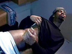 Palming black cock to cream