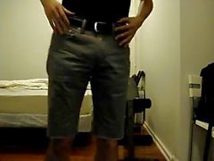 Strip In Denim Shorts And Cum