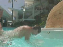 Two horny guys are fucking in a swimming pool