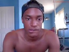 Hot college black teen playing on cam