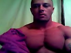 Horny handsome and muscular guy jerking off on cam