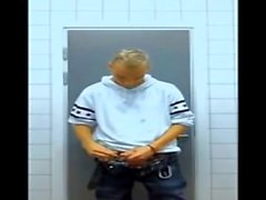 Danish 18 year old young twink boy & comes in public on toilet
