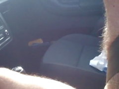 Naked car driving, jerking, flashing cock