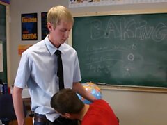Twinks Ace Sterling and Jordan Dallas anal fuck in classroom