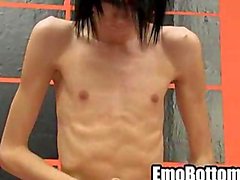 This black haired punk twink hottie is jerking his cock off