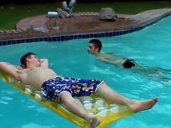 Cute jock tries out piss before being raw banged by the pool