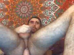 Hairy hunk with dildo